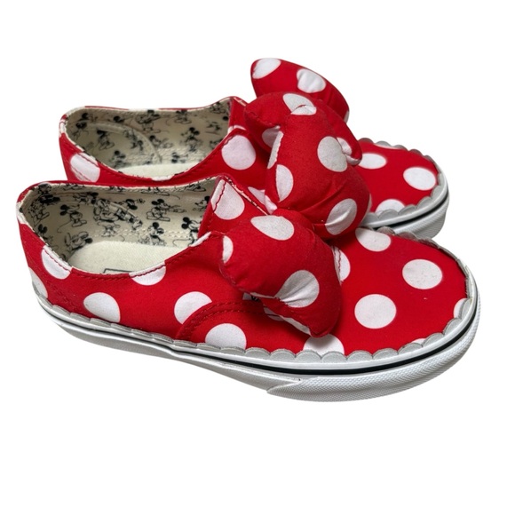 Vans x Disney Minnie Mouse Authentic Bow Sneakers Red White - Picture 3 of 10